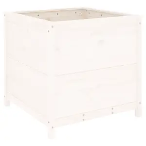 Berkfield Garden Planter White 82.5x82.5x78 cm Solid Wood Pine