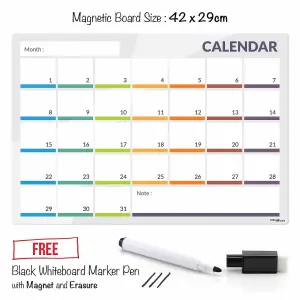 Calendar Fridge Planner Magnetic Monthly Planner Whiteboard with Marker A3