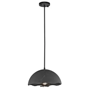 Luminosa Fracture 1 Light Dome Ceiling Pendant Weathered Zinc, E27