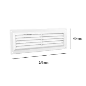 9" x 3" White Plastic Louvre Air Vent Grille with Flyscreen Cover