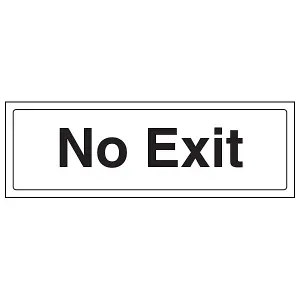 No Exit General Workplace Door Sign - Adhesive Vinyl - 300x100mm (x3)