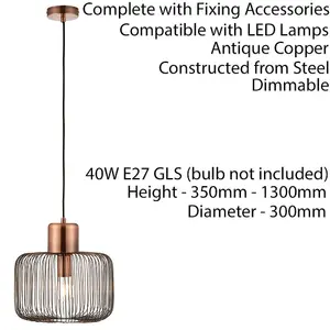 Hanging Ceiling Pendant Light ANTIQUE COPPER WIRE Shade Modern Lamp Bulb Holder