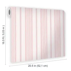 Laura Ashley Heacham Blush Stripe Smooth Wallpaper