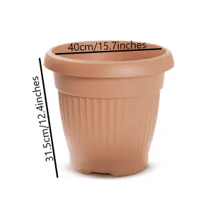 ROUND PLASTIC PLANT POTS VENETIAN FLOWER POT GARDEN PLANTS HERBS PLANTER HOLDER 40 cm Terracotta pot