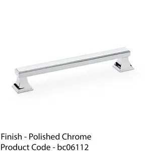 Chunky Square Pull Handle - Polished Chrome 160mm Centre SOLID BRASS Drawer Door