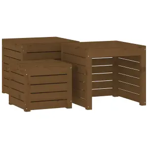 Berkfield 3 Piece Garden Box Set Honey Brown Solid Wood Pine