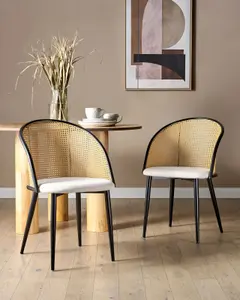 Set of 2 Dining Chairs CORNELL Metal Light Wood-Black