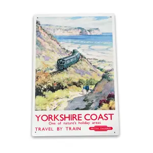 Vintage Metal Sign - British Railways Retro Advertising, Yorkshire Coast