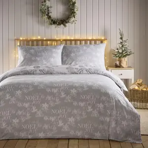 Santa Joy Silver Duvet Cover Set