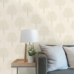 Holden Décor Opus Ornella Cream Tree Embossed Wallpaper