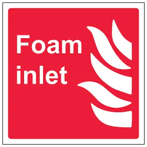 FOAM INLET Fire Equipment Safety Sign - Rigid Plastic - 150x150mm (x3)