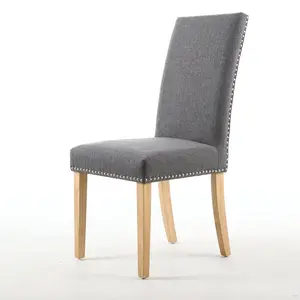 Richard Upholstered Dining Chair (Set of 2) Steel Grey Linen Effect / Natural