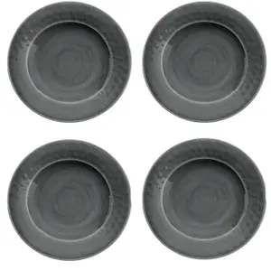 Purely Home Crackle Grey Melamine Dinner Plates - Set of 4