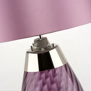 Table Lamp Heather Shade & Plum tinted Glass / Heather Shade LED E27 60W Bulb