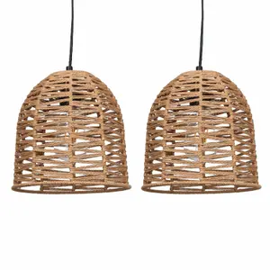 First Choice Lighting Set of 2 Kleo Natural String Pendant Lightshade