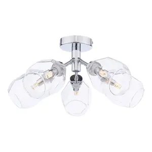 Leonie 5-Light Polished Chrome Semi-Flush Ceiling Light