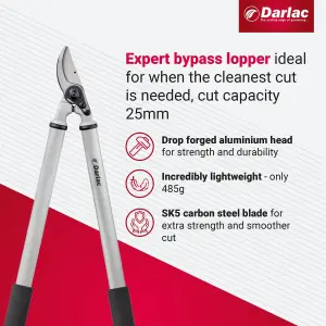 Darlac Expert Fine Bypass Lopper, DP1025, Drop Forged Aluminium Head, SK5 High Carbon Steel Blade