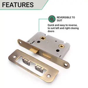 EAI Bathroom Lock 65mm / 44mm Backset ANTIQUE BRASS for Wooden Bathrooms Accepts 5mm Square Spindle CE UKCA & Fire Door App