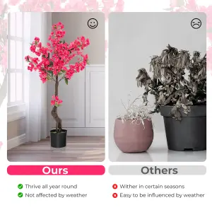 Costway 105cm Artificial Plum Blossom Tree Realistic Fake Floral Potted Plant 96 Flowers