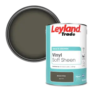 Leyland Trade Vinyl Soft Sheen Walls & Ceilings Emulsion Paint Brown Grey (RAL 7013) - 5L