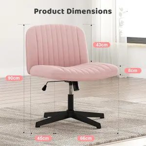 Stylish Armless Office Chair with Height Adjustable, Wide Seat, Perfect for Home Office and Bedroom-Pink