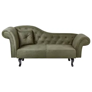 Left Hand Velvet Chaise Lounge Olive Green LATTES II