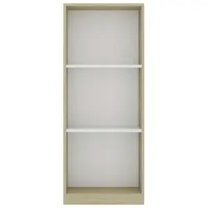 Berkfield 3-Tier Book Cabinet White and Sonoma Oak 40x24x108 cm Engineered Wood