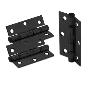 XFORT 3 Inch (75mm) Matt Black Ball Bearing Hinges, Steel Door Hinge for Wooden Doors (1.5 Pairs)