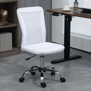 Vinsetto Armless Office Chair with Adjustable Height Mesh Back Wheels White