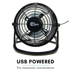 Ex-Pro Mini 4 Inch Ultra Quiet Desktop Cooling USB Fan with Tilting Design