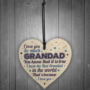 Red Ocean Birthday Christmas Gift For Grandad Handmade Wooden Heart Sign Grandparent Gift Keepsake Gift For Men Him