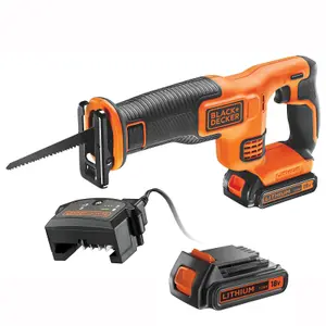 Black and Decker BDCR18 18v Cordless Reciprocating Saw 2 x 1.5ah Li-ion Battery