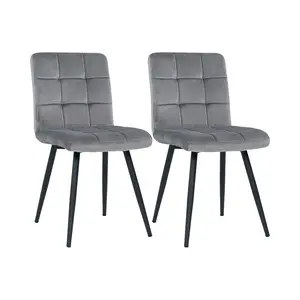 Leann Tufted Velvet Upholstered Back Side Chair (Set of 2) Grey Velvet