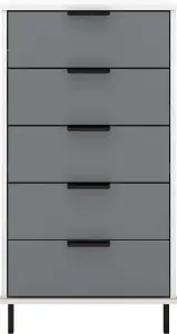 Madrid 5 Drawer Chest of Drawers in Grey and White Gloss Finish