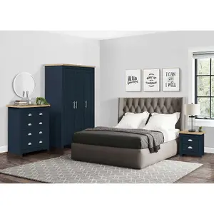 Birlea Highgate 3 Door Wardrobe Navy Blue & Oak