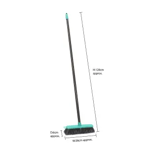 JVL Lightweight Outdoor Hard Bristle Sweeping Brush Broom, Grey/Turquoise