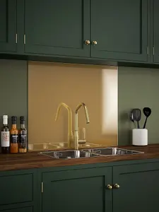 Brass Glass Kitchen Self Adhesive Splashback 900 x 750mm