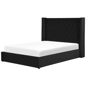 Velvet EU King Size Ottoman Bed Black LUBBON