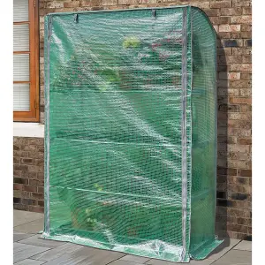 Gro-Zone Max Greenhouse with Steel Frame, PE Cover & 4 Shelves - Germinate Seeds, Propagate & Grow Plants - H170 x W120 x D50cm