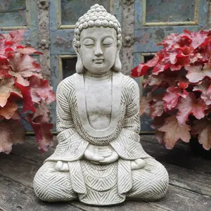 Karma Buddha Stone Statue Monk Oriental Garden Outdoor Decoration Ornament British Made Sculpture