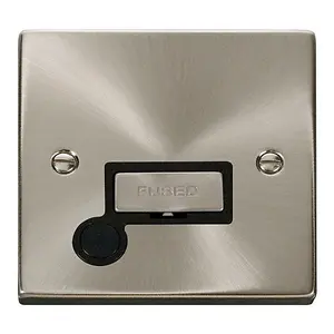 Satin / Brushed Chrome 13A Fused Ingot Connection Unit With Flex - Black Trim - SE Home