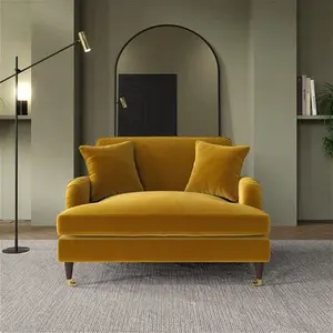 Mustard Velvet Love Seat - Payton