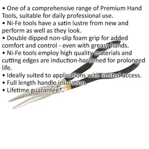 280mm Offset Needle Nose Pliers - Nickel-Ferrous Finish - Non-Slip Foam Grip