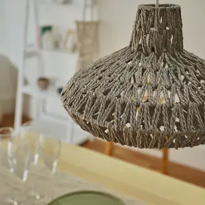 ValueLights Hamilton Natural Woven Grey Ceiling Pendant Light Shade Weave Rope Lampshade