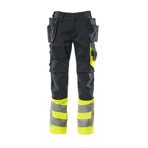 Mascot Safe Supreme Trousers with Holster Pockets (Dark Navy/Hi-Vis Yellow)  (42.5) (Leg Length - Regular)