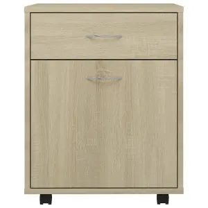 Berkfield Rolling Cabinet Sonoma Oak 45x38x54 cm Engineered Wood