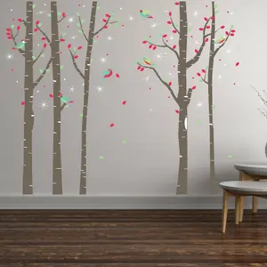 Walplus Birch Tree Forest with Swarovski Crystals Wall Sticker Art DIY Decal