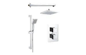 Aquarius Modern Square Shower Bundle with Riser Chrome AQBND0122