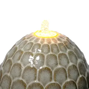 Primrose Grey Olvera Pineapple Ceramic Outdoor Garden Patio Water Feature Fountain with LED Lights H86cm