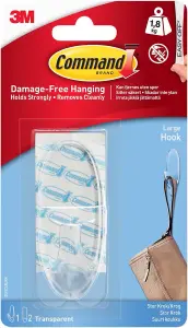 Command Large Clear Hook with Clear Strips 17093CLR